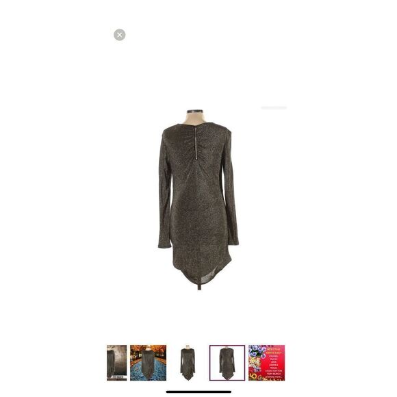 Ted Baker Women’s Size 2 Gold Knot Front Lurex Dress Long Sleeve Knee Length - Picture 5 of 13